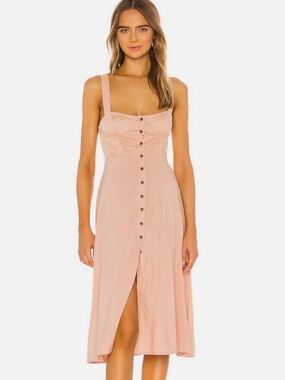 WeWoreWhat Harper Midi Dress Button-Front Sleeveless in Maple Sugar